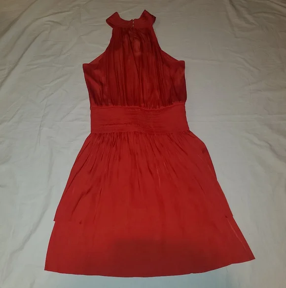 White House Black Market Red Dinner or Cocktail Dress Cross Halter Mini Dress - Picture 4 of 7